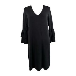 Ann Taylor Black‎ Tiered Ruffle Sleeve Knit Midi Dress Women’s Medium NWT